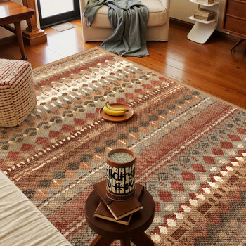 Aoju large-grain american-style antique carpet in the living room, antique-style floor mat, wipeable and washable, bedroom bedside blanket kr shahara caixu 100cm*160cm, suitable for bedside full spread