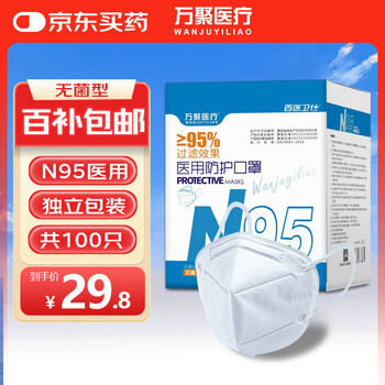 Wanju medical n95 mask medical mask sterilization grade independently packaged protective mask n95 medical protective mask 100 pieces