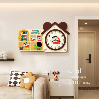 Lishi crayon shin-chan clock wall clock living room 2025 new wall clock decorative painting entrance tv background wall clock crayon shin-chan horizontal length about 60* vertical height about 35