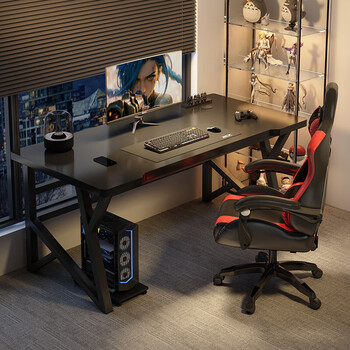 Aijimaomao computer table desktop e-sports table and chair set, a complete set of home bedroom desk study desk workbench writing table. the store manager recommends k-shaped table and chair combination, e-sports black 140*60*75cm