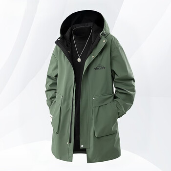 Playboy (playboy) jacket men's new winter style plus velvet warm loose mid-length cotton jacket plus fat large size fat thickened jacket military green l 90-120 catties