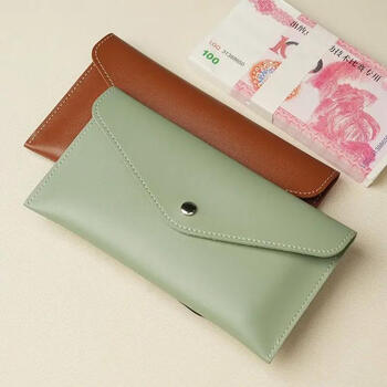 Other/other wallets women's 2025 new one-piece thin long version wallet men's ten thousand yuan bill cash storage coin purse m caramel color + fresh green package/2 pack