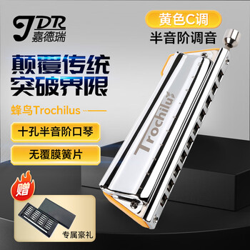 Jdr blue momo design hummingbird trochilus 10-hole chromatic harmonica - yellow c key