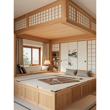He jiagong beijing tatami bed wardrobe integrated design partition children's room whole house tatami customized overall store manager rubber wood