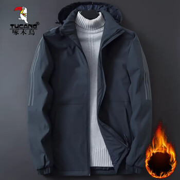 Woodpecker (tucano) cotton coat men's 2025 winter new style loose large size removable hood plus velvet thickened warm cotton coat for men gray green cotton 888k style thickened xl recommended around 120-135 pounds