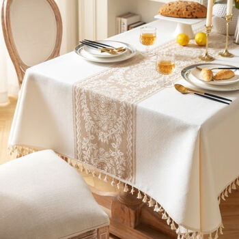 Nordic ins style cotton and linen fabric tablecloth, light luxury tablecloth, coffee table, tv cabinet cloth, rectangular tablecloth, champagne flower wheel 120*160m