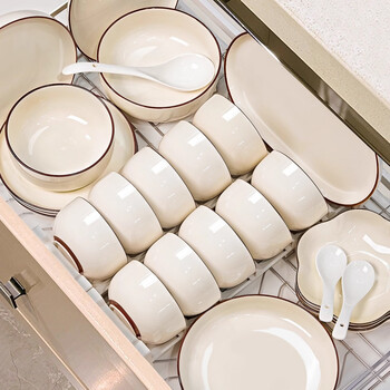 Red banquet bowl set home new high-looking bowls and plate tableware underglaze color ceramic tableware complete set housewarming and wedding gift simple style underglaze color 24-piece set for 4 people - dishwasher microwave tableware set