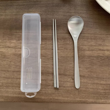 Tuojin german imported quality ins unprinted style portable tableware knife, fork and spoon three-piece set household simple set steak knife spoon + chopsticks + storage box