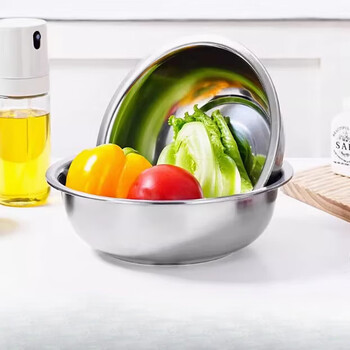 Tuojin german imported quality 4 basins food-grade stainless steel thickened multi-purpose basins canteen soup bowls household vegetable basins 26cm 5 pcs