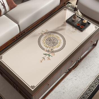 Jun yuexi chinese tablecloth dining table waterproof and oil-proof new tea table mat pvc living room no-wash desktop protection mat insulation mat tablecloth spring in front of the house upgraded thickened version 70*140cm safe and environmentally friendly