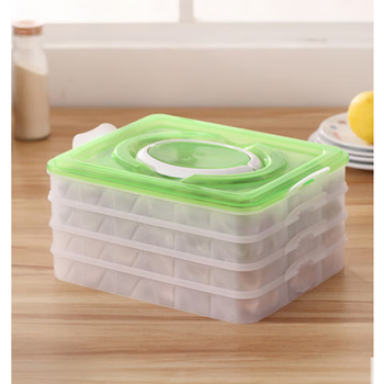 Shijanu dumpling box portable dumpling box refrigerator crisper frozen dumpling box non-stick crisper microwave chaos box dumplings four layers green