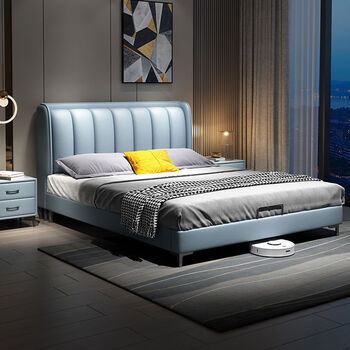 Yusenyi bed 1.2m single bed 135m small apartment full-edge boys and girls bedroom bed single leather bed + 1 cabinet silent bed board 10002000 frame structure