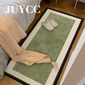 Yusenyi french bedroom style main bedside green high-end carpet strip home bedroom mat mid-century style feet green pattern 80x200cm