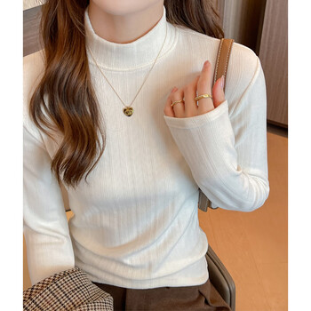 Yalu double-sided german velvet bottoming shirt for women, which can be worn outside and inside, autumn and winter warm tops, large size fat mm, belly-covering slim fit t-shirt, high collar, white, s 7095 catties