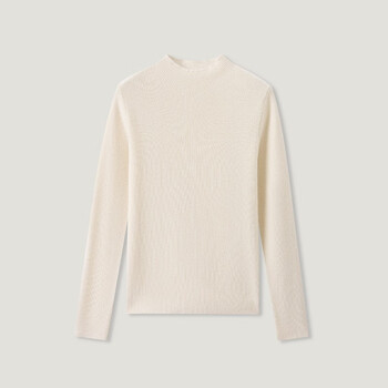 King deer/100% cashmere half turtleneck women's autumn and winter slim knitted bottoming sweater thickened cashmere sweater white thickened m (100)