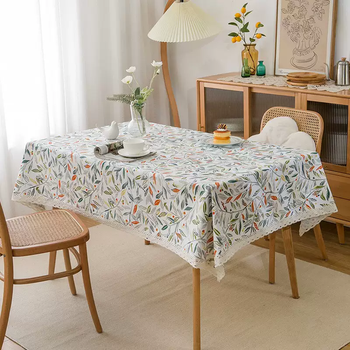 Yusenyi cotton and linen canvas rose table cloth new coffee table tablecloth pastoral style household floral cloth small fresh cover cloth hibiscus nianhua 90x150cm commonly used coffee table