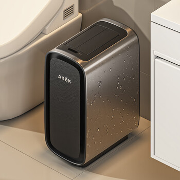 Akbk bathroom trash can intelligent induction gap stainless steel with lid large toilet living room bedroom home light luxury induction type 9l titanium gray newly upgraded pull-out inner bucket