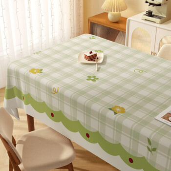 Fantasy small fresh plaid tablecloth waterproof and oil-proof no-wash internet celebrity desk cloth ins rectangular table cloth pvc coffee table mat shallow milk cover 140x180cm suitable for 4 people rectangular table/oval table