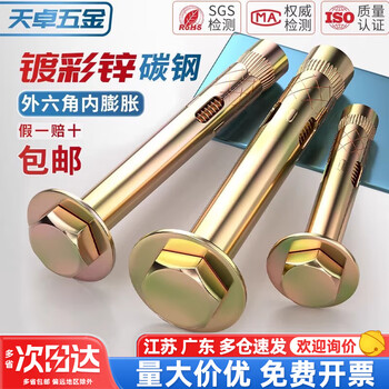 Tianzhuo hardware national standard external hexagonal internal expansion screws complete collection built-in explosion implosion floor explosion bolts m6m8m10m12 national standard m8*100 5 pcs. punch 10mm