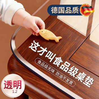 Mengguan pvc transparent coffee table heat-resistant dining table mat soft glass protective film crystal plate waterproof, oil-proof and anti-scalding plastic tablecloth transparent 1.2 (mother and baby odorless) rounded edges 80*80cm