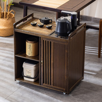 Huangweima mobile tea table home small tea table bamboo tea cart tea table tea set automatic kettle integrated tea cabinet 65 long single door