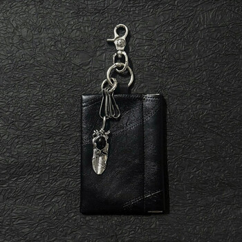 Xia fanxi xiofarsey original cleanfit black magnetic leather coin purse waist accessories agate leaf keychain pendant black leather bag + black agate leaf