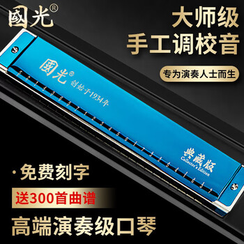 Guoguang german imported gongs guoguang 28-hole accented harmonica polyphonic c key advanced adult beginner professional performance level high-end performance model 28-hole blue polyphonic c key