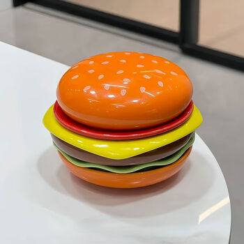 Yusenyi hamburger multi-layer dipping plate household hot pot seasoning plate children's snack plate snack plate cute tableware hamburger flavor plate set of 6