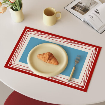 Yusenyi placemat insulation pad waterproof and oil-proof no-wash desktop protection pad high-end dining table heat insulation and anti-scalding breeze -3-placemat square 40*60cm