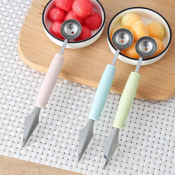 Fantasy stainless steel fruit scooper, watermelon cutting artifact, fruit ball scooper, ice cream round spoon, fruit cutting and carving knife, 1 scooper, random color