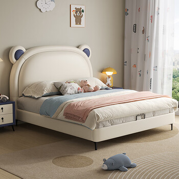 Fanjudi children's bed boy 1.35m side bed girl thin bedside teen single bed small apartment storage bear bed (extraordinary version) small yellow cowhide bed 1.0x2.0 frame can be customized 1.9m long