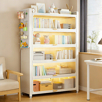 Tangji steel bookcase bookshelf storage rack vertical floor-standing integrated wall hole board bag storage living room storage cabinet 1