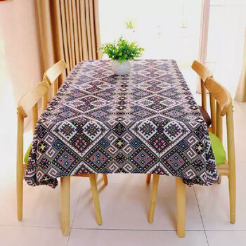 Yusen yifeng pattern tablecloth thickened cotton and linen dining table cloth hotel tablecloth desk coffee table yarn-dyed cloth ruler no. 11 pattern 140*240cm