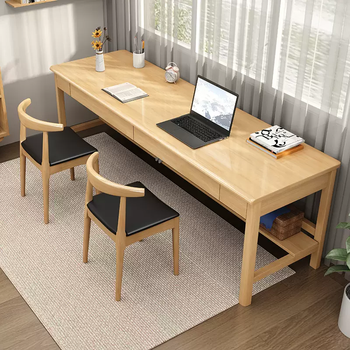 Yusenyi solid wood desk and chair study desk home long desk window computer table bedroom double table simple solid wood color single table (for study and office use) 160x60x80cm