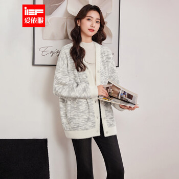 Ief/aiyifu 2025 winter and spring new korean style gentle style loose and versatile plus velvet warm knitted mid-jacket