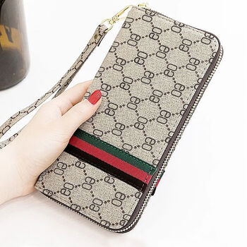 Other wallet women's niche design long version business coin purse women's 2025 new retro simple leather wallet clutch bag with ribbon