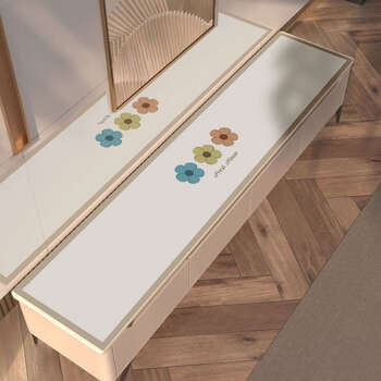 Yusenyi shoes counter top mat welcome home tv cabinet table mat waterproof and oil-proof sideboard entrance table mat lucky three flowers length 80cm
