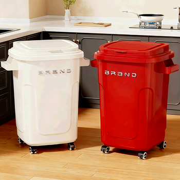 Nafenai kitchen trash can household bending-free 2025 new heightened tea bucket with lid extra large industrial plastic waste water bucket without wheels and lid small milk white 33cm high (standard 28l) + free extra thick garbage bag