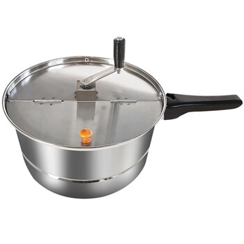 Rsrddy commercial household stall miniature high-pressure popcorn pot lid hand-cranked fully automatic small spherical popcorn machine single-handle stainless steel model (gas)