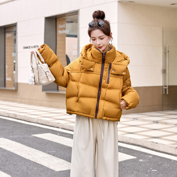 Yaya warm and super good-looking puff down jacket for women, short style, thickened and good-looking winter jacket for small people, yaya fallen yellow s, recommended 90-120 pounds