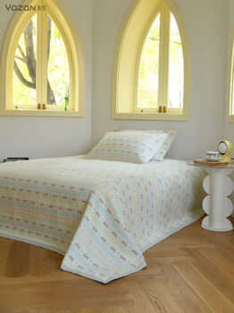 Jiyunmao six-layer gauze sheet soft mat, universal pattern for all seasons, simple, soft, flat, close-fitting and breathable for baby, running rabbit, single soft mat, there are real photos without color difference in the store