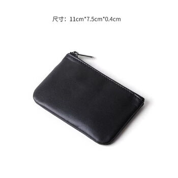 Ye yu xmyb sheepskin texture zipper coin key bag soft leather men's short small wallet mini coin clutch for women black small size fabric upgrade more durable