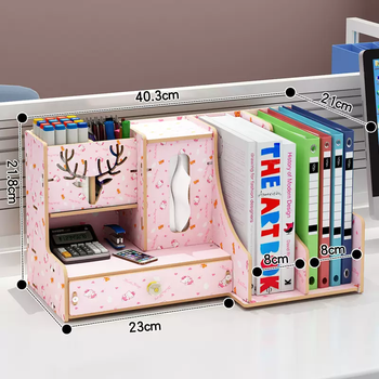Yusenyi multifunctional storage box tissue box desktop multi-layer storage rack pen holder book stand large capacity storage organizing rack drawer kt cat d model kt cat d model