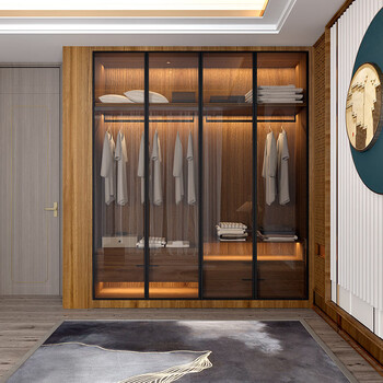 Yusenyi official gold medal custom-made whole house customized home bedroom cloakroom walk-in overall home decoration furniture cabinet wardrobe gold medal wardrobe customization prepayment, actual payment is offset 18,000 with door and cabinet installation