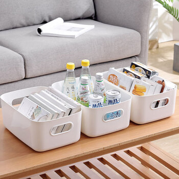 Hanoufei multifunctional storage box kitchen tabletop bathroom cosmetics drawer plastic storage small sundries snacks dormitory organizer 3 pieces random color