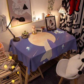 Ouoety blue dream cloud sea ocean whale beautiful tablecloth computer desk waterproof coffee table kindergarten table mat dustproof cloth d style 60*90/multifunctional cover