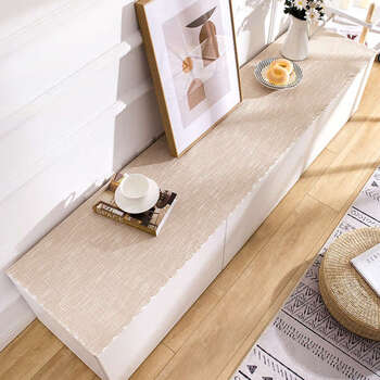 Yusenyi tv cabinet tablecloth coffee table cover cloth sideboard shoe cabinet rectangular dustproof burlap - beige (cut edge) 48x120cm