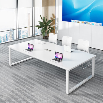 White conference table long table simple modern large table workbench conference room long conference table and chair combination 2800*1200