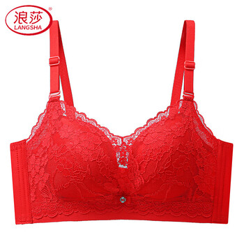 Langsha (langsha) zodiac year bra for women with small breasts, thickened, sexy and large, bride wedding red transfer bra set, lucky red (single piece) 5xl 38/85b (thickness about 5cm)