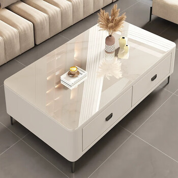 Millennium washington coffee table living room home 2026 new light luxury high-end small apartment solid wood coffee table white cabinet white slate board 120